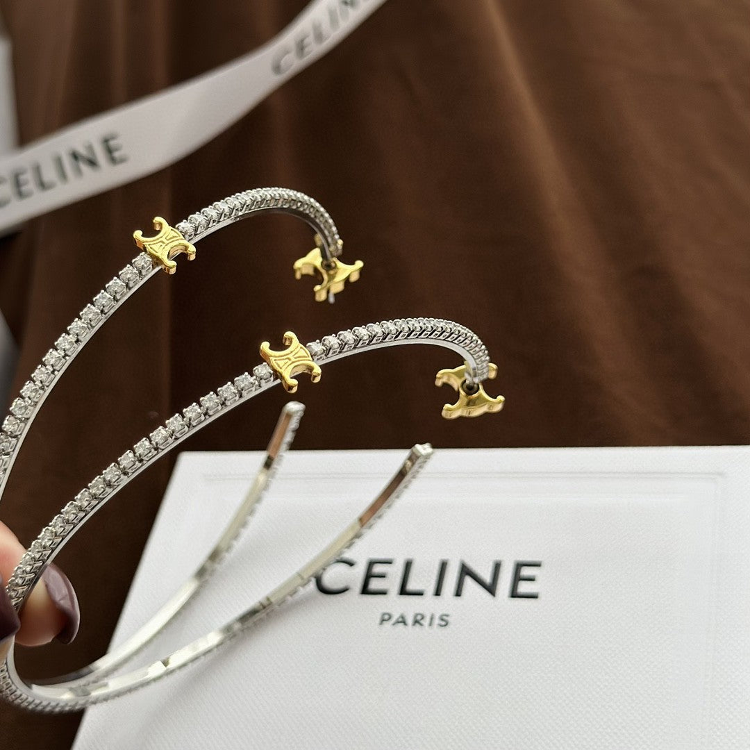 18K Celine Gourmette Crystals Earring