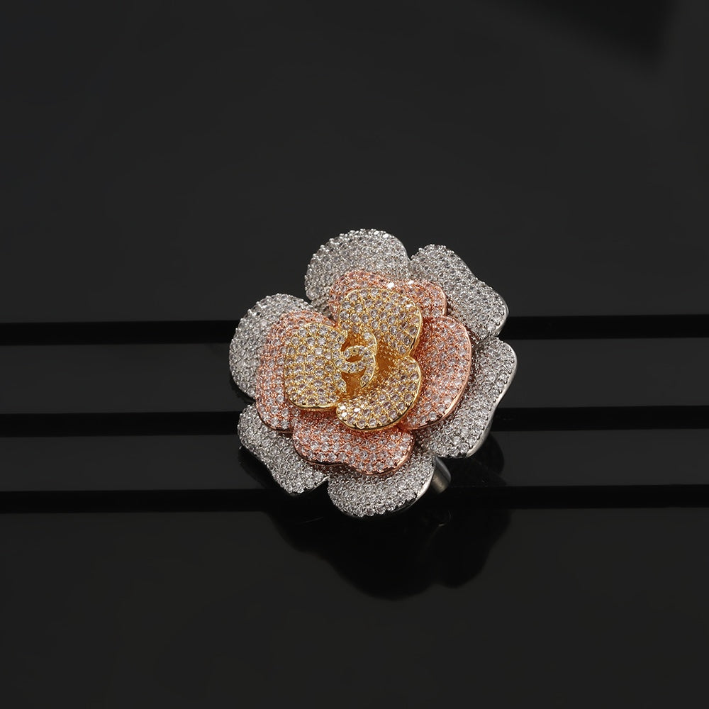 18K  Chanel Camellia Pink Diamonds Brooch